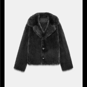 Zara Reversible Black Faux Fur Jacket